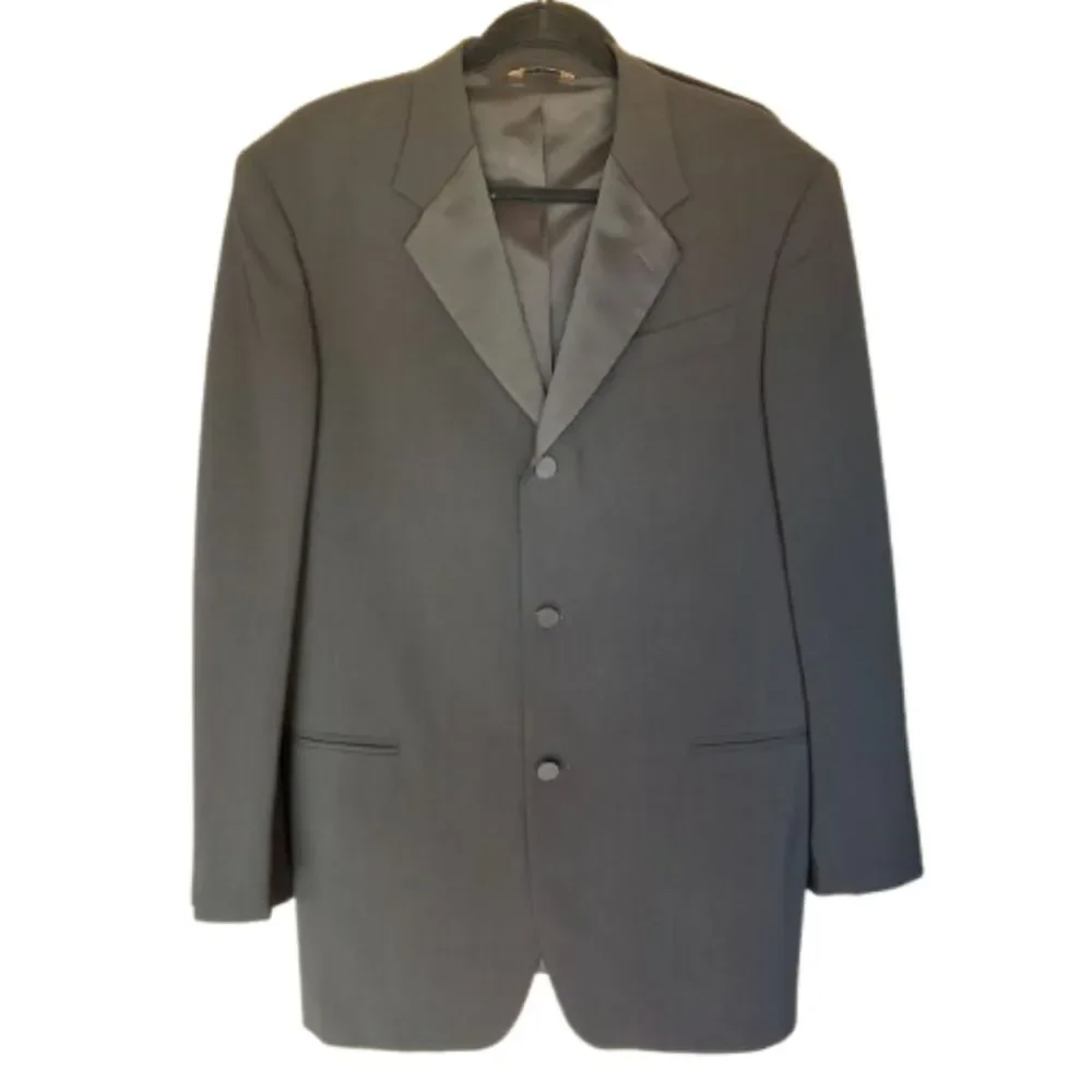 Donna Karan Signature Black Wool Tuxedo Made in Italy Formal Suit Approx 40R